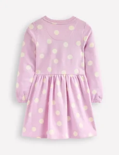 Dresses-Boden Joan Boucle Appliqué Dress-Sugared Lilac Spot Dogs SugaredLilacSpotDogs