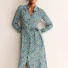 Petite Dresses | Midi-Boden Kate Midi Shirt Dress-Aquamarine, Enchanting Bloom Aquamarine,EnchantingBloom