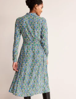 Petite Dresses | Midi-Boden Kate Midi Shirt Dress-Aquamarine, Enchanting Bloom Aquamarine,EnchantingBloom
