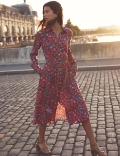 Petite Dresses | Midi-Boden Kate Midi Shirt Dress-Bittersweet, Meadow Pop Bittersweet,MeadowPop