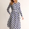 Petite Dresses | Midi-Boden Kate Midi Shirt Dress-French Navy, Diamond Terrace FrenchNavy,DiamondTerrace