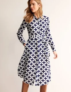 Petite Dresses | Midi-Boden Kate Midi Shirt Dress-French Navy, Diamond Terrace FrenchNavy,DiamondTerrace
