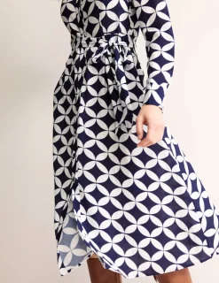 Petite Dresses | Midi-Boden Kate Midi Shirt Dress-French Navy, Diamond Terrace FrenchNavy,DiamondTerrace