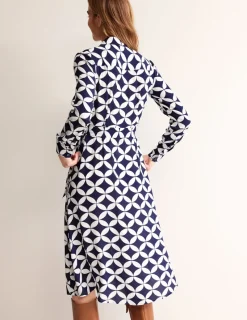 Petite Dresses | Midi-Boden Kate Midi Shirt Dress-French Navy, Diamond Terrace FrenchNavy,DiamondTerrace