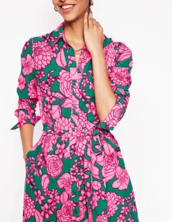 Petite Dresses | Midi-Boden Kate Midi Shirt Dress-Green, Blossom Cascade Green,BlossomCascade
