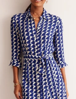 Petite Dresses | Midi-Boden Kate Midi Shirt Dress-Mazarine Blue, Birdie MazarineBlue,Birdie