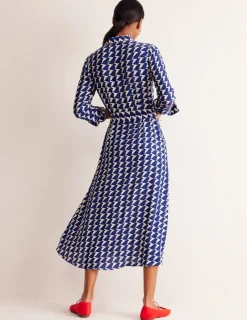 Petite Dresses | Midi-Boden Kate Midi Shirt Dress-Mazarine Blue, Birdie MazarineBlue,Birdie
