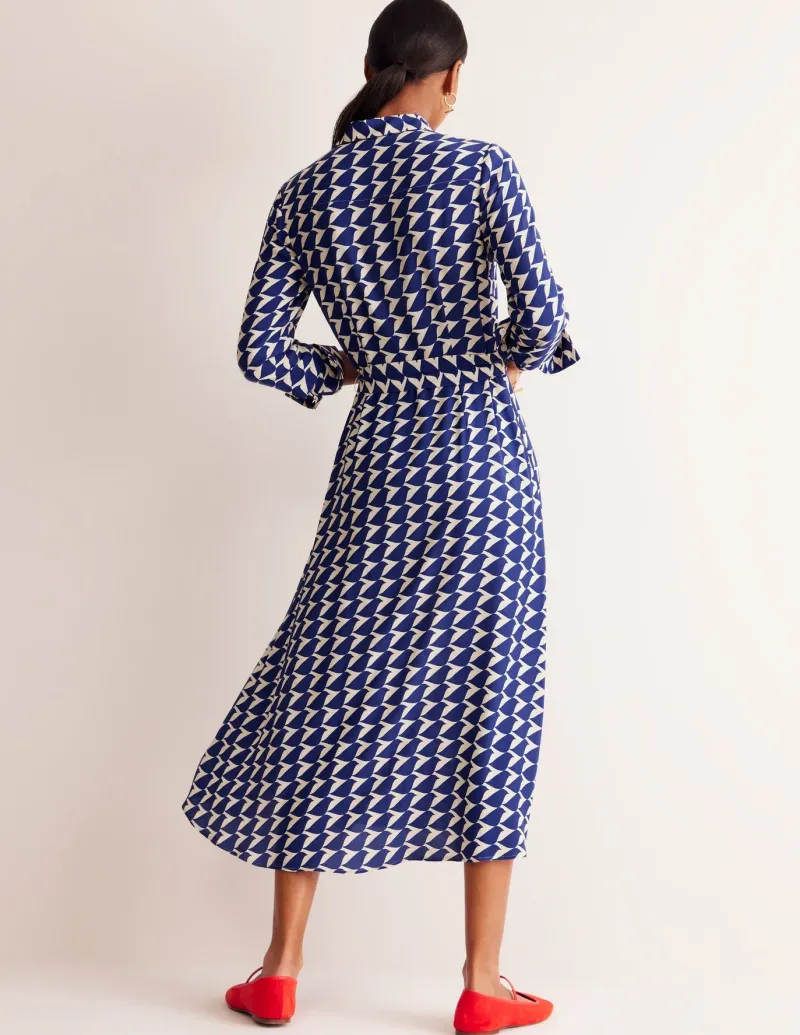 Petite Dresses | Midi-Boden Kate Midi Shirt Dress-Mazarine Blue, Birdie MazarineBlue,Birdie