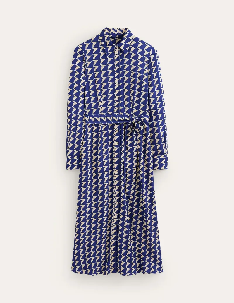 Petite Dresses | Midi-Boden Kate Midi Shirt Dress-Mazarine Blue, Birdie MazarineBlue,Birdie