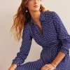Petite Dresses | Midi-Boden Kate Midi Shirt Dress-Navy, Dotty Navy,Dotty