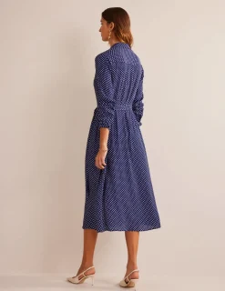 Petite Dresses | Midi-Boden Kate Midi Shirt Dress-Navy, Dotty Navy,Dotty