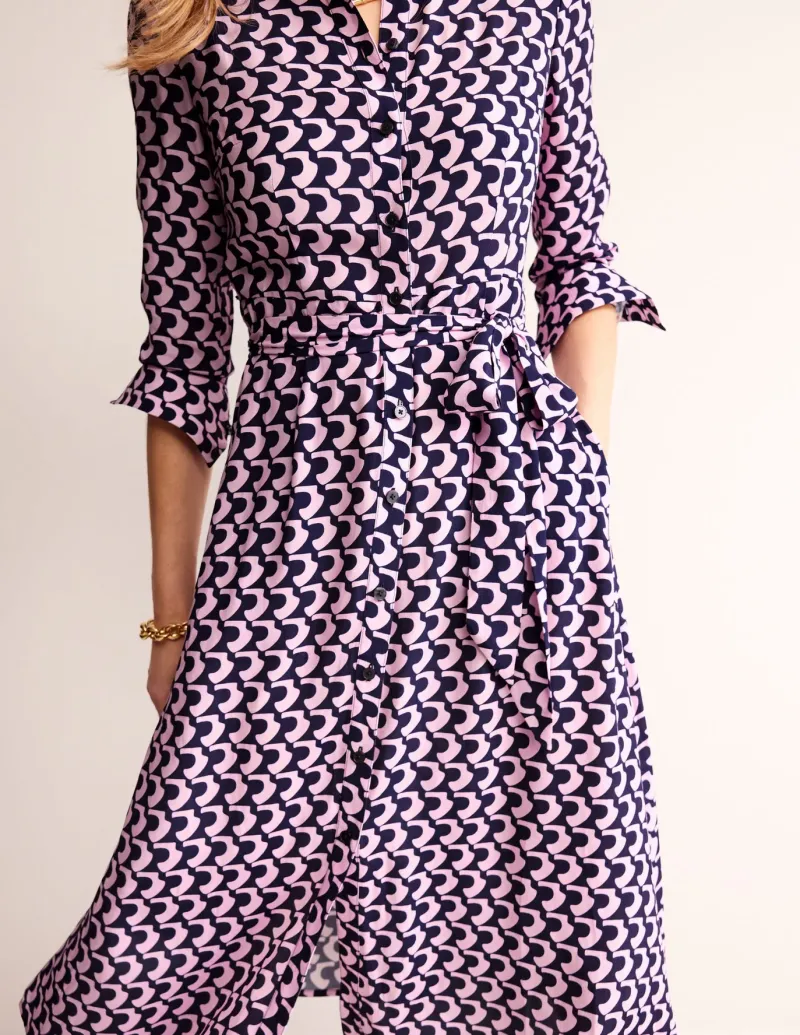 Petite Dresses | Midi-Boden Kate Midi Shirt Dress-Orchid Pink, Arch Geo OrchidPink,ArchGeo