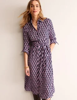 Petite Dresses | Midi-Boden Kate Midi Shirt Dress-Orchid Pink, Arch Geo OrchidPink,ArchGeo