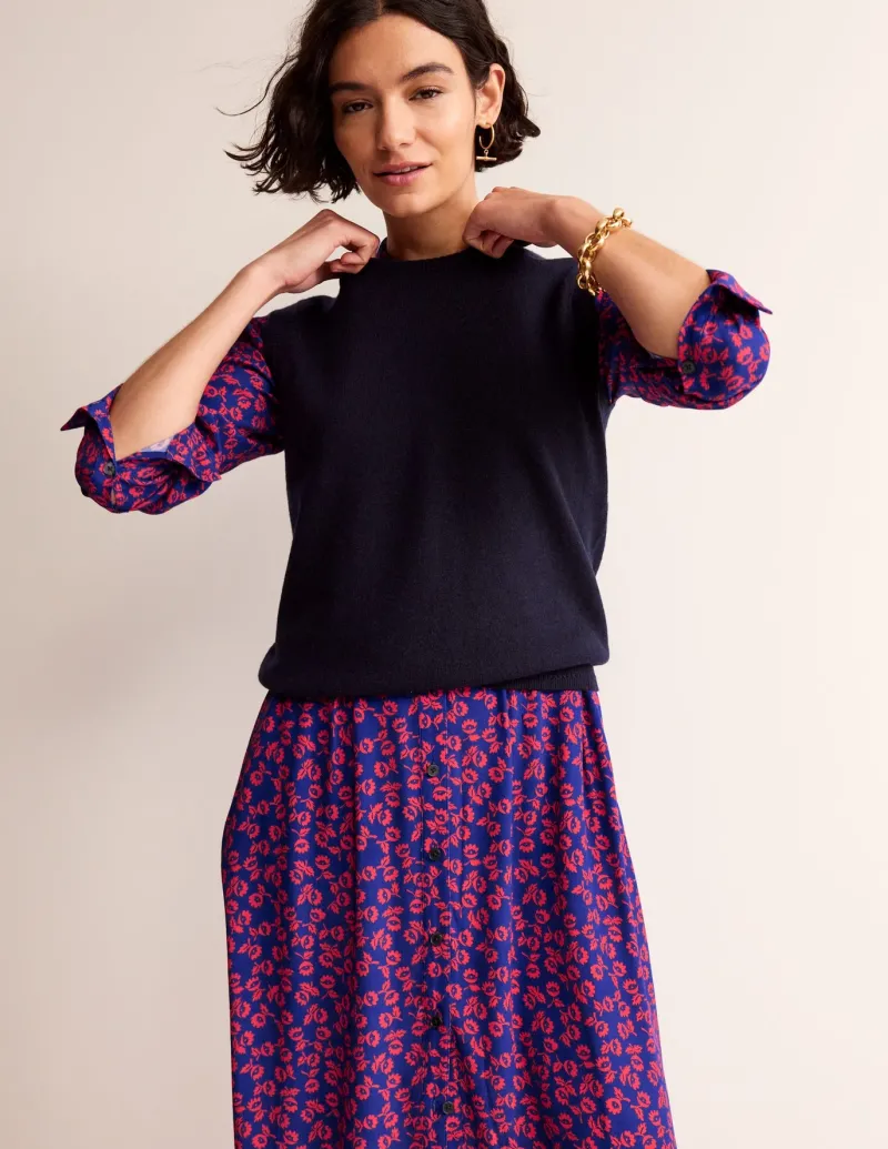 Petite Dresses | Midi-Boden Kate Midi Shirt Dress-Poppy Red, Ditsy Bud PoppyRed,DitsyBud