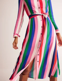 Petite Dresses | Midi-Boden Kate Midi Shirt Dress-Rainbow Stripe RainbowStripe