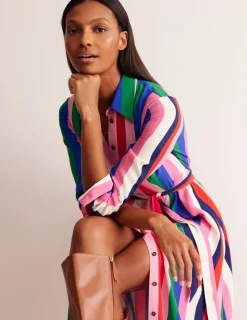 Petite Dresses | Midi-Boden Kate Midi Shirt Dress-Rainbow Stripe RainbowStripe