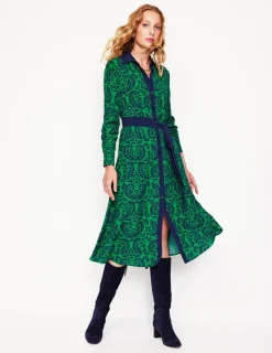 Petite Dresses | Midi-Boden Kate Midi Shirt Dress-Rich Emerald, Decorative Flora RichEmerald,DecorativeFlora