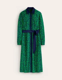 Petite Dresses | Midi-Boden Kate Midi Shirt Dress-Rich Emerald, Decorative Flora RichEmerald,DecorativeFlora