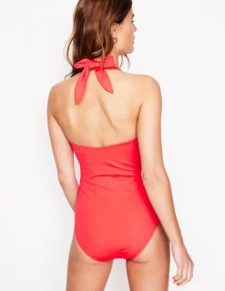 Swimwear-Boden Kythira Ruched Swimsuit- Red