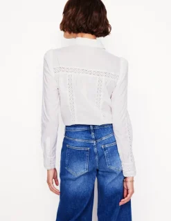 Shirts | Tops & Blouses-Boden Lace Insert Shirt- White