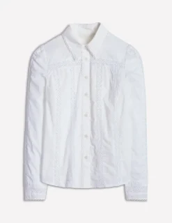 Shirts | Tops & Blouses-Boden Lace Insert Shirt- White