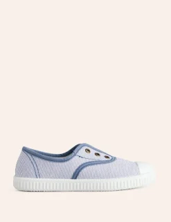 Shoes, Sneakers & Boots-Boden Laceless Canvas Pull-ons-Blue Ticking Stripe BlueTickingStripe