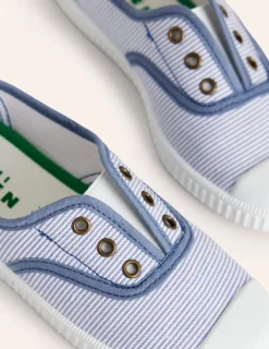 Shoes, Sneakers & Boots-Boden Laceless Canvas Pull-ons-Blue Ticking Stripe BlueTickingStripe