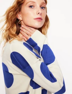 Sweaters & Cardigans-Boden Lara Relaxed Cotton Jumper-Ivory/ Bright Blue Spot Ivory/BrightBlueSpot