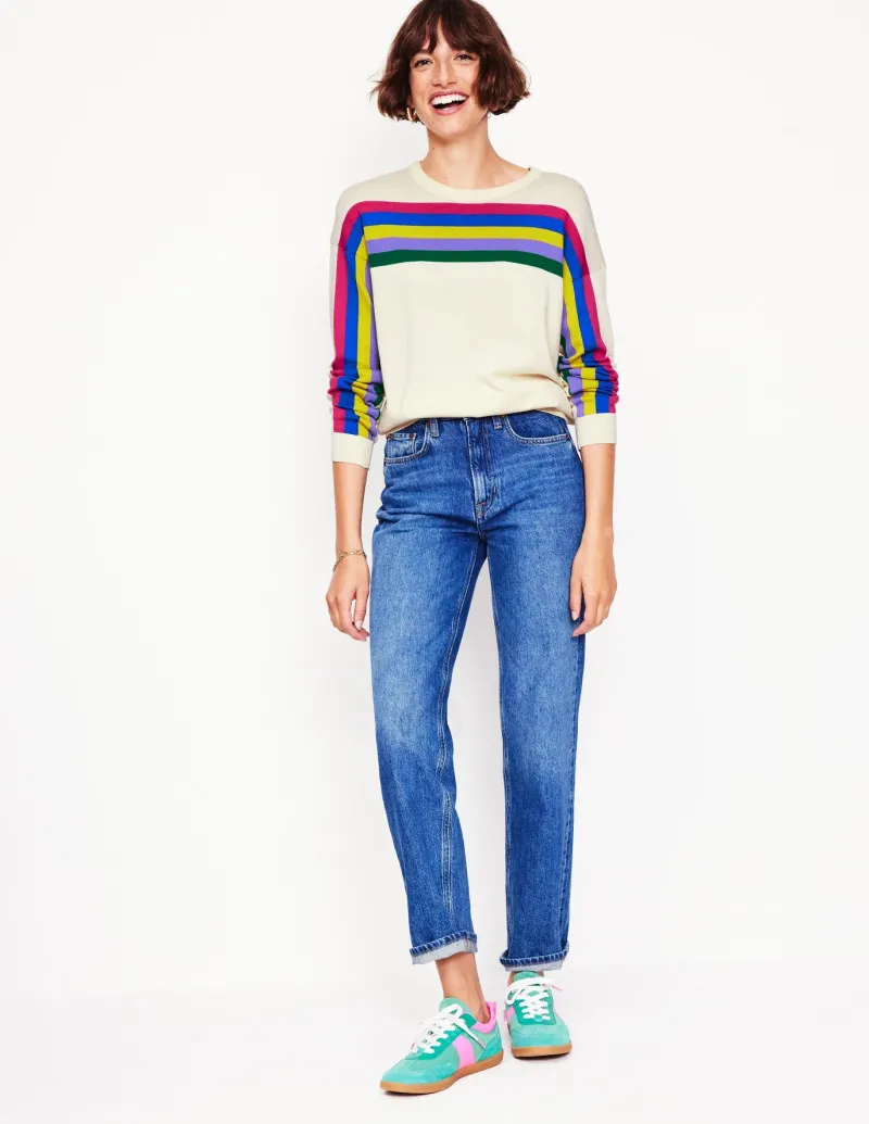 Sweaters & Cardigans-Boden Lara Relaxed Cotton Jumper-Rainbow Curve Knit RainbowCurveKnit