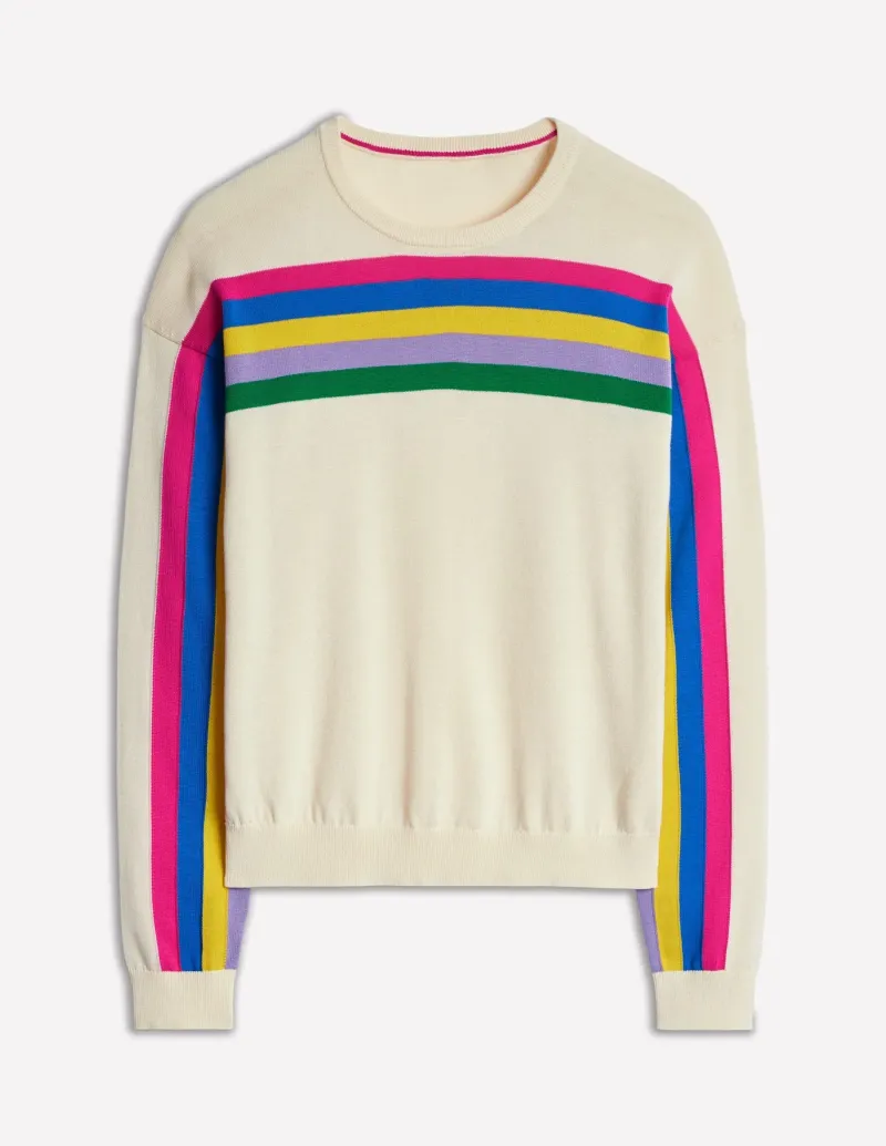 Sweaters & Cardigans-Boden Lara Relaxed Cotton Jumper-Rainbow Curve Knit RainbowCurveKnit