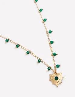Jewelry-Boden Layering Charm Necklace-Green Heart GreenHeart