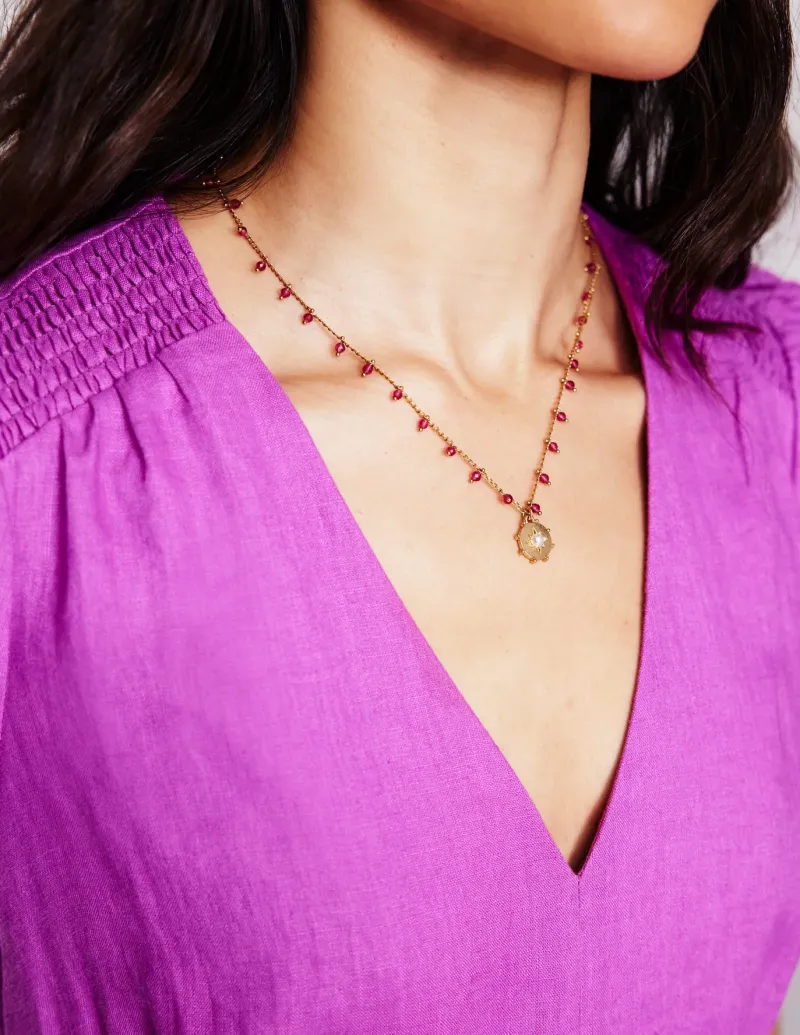 Jewelry-Boden Layering Charm Necklace- Pink