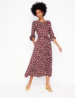 Dresses & Jumpsuits | Midi-Boden Leandra Jersey Midi Dress-Chestnut, Abstract Dot Chestnut,AbstractDot