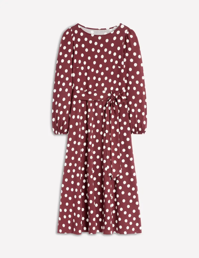Dresses & Jumpsuits | Midi-Boden Leandra Jersey Midi Dress-Chestnut, Abstract Dot Chestnut,AbstractDot