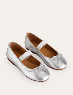 Shoes, Sneakers & Boots-Boden Leather Ballet Flats-Silver Metallic SilverMetallic
