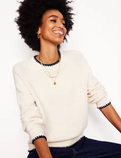 Sweaters & Cardigans-Boden Lena Stitch Detail Sweater-Warm Ivory WarmIvory