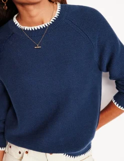 Sweaters & Cardigans-Boden Lena Stitch Detail Sweater- Navy