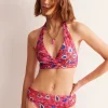 Swimwear-Boden Levanzo Fold Bikini Bottoms-Pink, Botanical Wave Pink,BotanicalWave