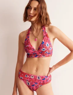 Swimwear-Boden Levanzo Fold Bikini Bottoms-Pink, Botanical Wave Pink,BotanicalWave