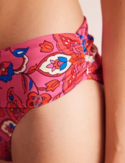 Swimwear-Boden Levanzo Fold Bikini Bottoms-Pink, Botanical Wave Pink,BotanicalWave
