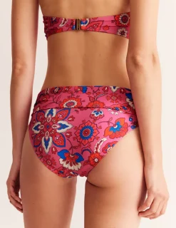 Swimwear-Boden Levanzo Fold Bikini Bottoms-Pink, Botanical Wave Pink,BotanicalWave
