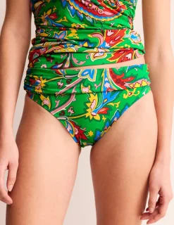 Swimwear-Boden Levanzo Fold Bikini Bottoms-Kelly Green, Paisley Azure KellyGreen,PaisleyAzure