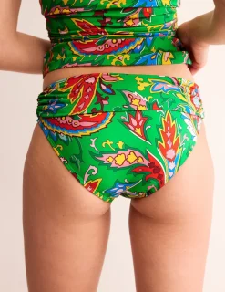 Swimwear-Boden Levanzo Fold Bikini Bottoms-Kelly Green, Paisley Azure KellyGreen,PaisleyAzure