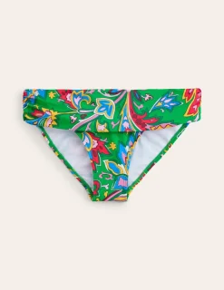 Swimwear-Boden Levanzo Fold Bikini Bottoms-Kelly Green, Paisley Azure KellyGreen,PaisleyAzure