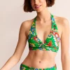 Swimwear-Boden Levanzo Halter Bikini Top-Kelly Green, Paisley Azure KellyGreen,PaisleyAzure