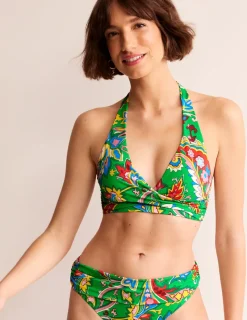 Swimwear-Boden Levanzo Halter Bikini Top-Kelly Green, Paisley Azure KellyGreen,PaisleyAzure