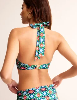 Swimwear-Boden Levanzo Halter Bikini Top-Green Tambourine, Coastal Tile GreenTambourine,CoastalTile