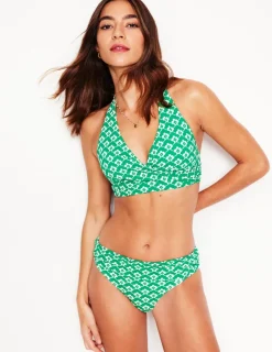 Swimwear-Boden Levanzo Halter Bikini Top-Green Cloud Terrace GreenCloudTerrace