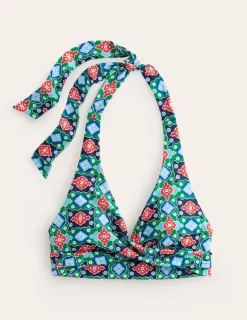 Swimwear-Boden Levanzo Halter Bikini Top-Green Tambourine, Coastal Tile GreenTambourine,CoastalTile