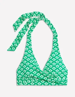 Swimwear-Boden Levanzo Halter Bikini Top-Green Cloud Terrace GreenCloudTerrace